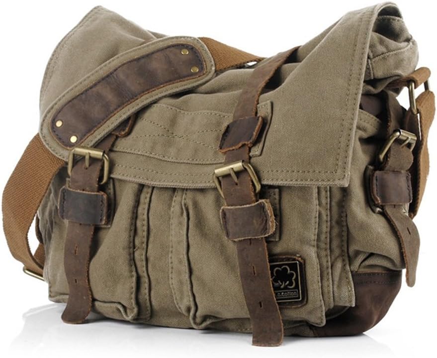 JONON Vintage Military Canvas Messenger Bag for 17 in Laptop