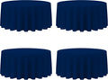 BRILLMAX 4 Pack Navy Blue 132 in Round Tablecloths - Elegant, Washable