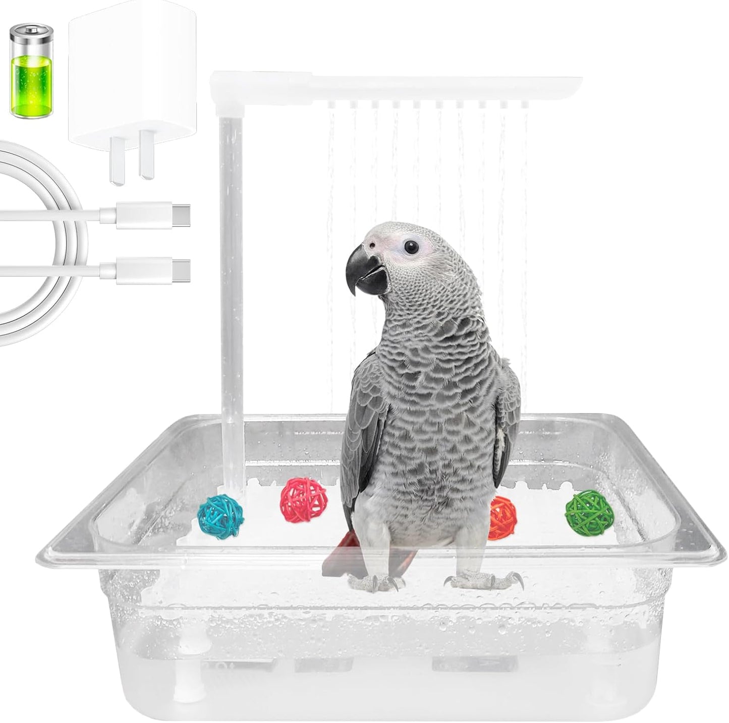 Automatic Parrot Bird Bath - 180 Circulating Faucet, USB Power | WQY GroceryShop