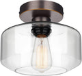 MAXvolador Industrial Semi Flush Mount Ceiling Light - Clear Glass