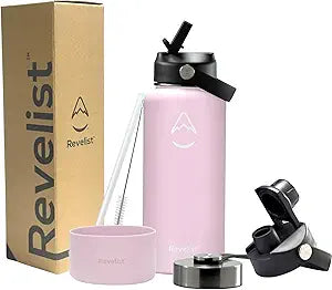 Revelist Sports Water Bottle - 32 Oz with 3 Lids for All Needs