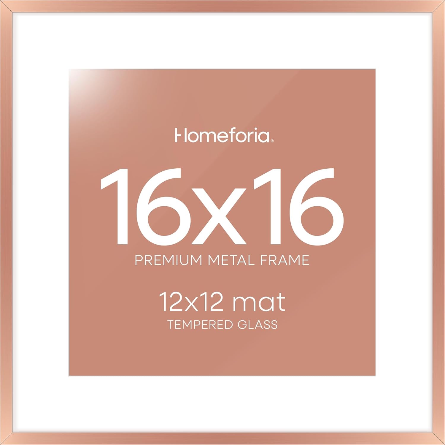 16x16 Rose Gold Picture Frame with Mat for Stunning Displays