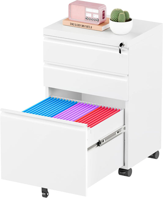 Greenvelly Mobile File Cabinet with Lock for Home Office Use