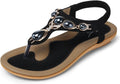 Flat Sandals for Women Dressy - Comfortable Black Thong Flats