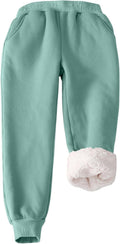 Flygo Fleece Joggers for Girls Boys Sherpa Lined Winter Warm Pants