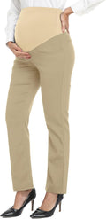 PACBREEZE Women's Maternity Pants for Work - Stretchy Straight Dress