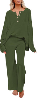 Pink Queen Women's 2 Piece Fall Outfit Lounge Set - Cozy Knit Shoes