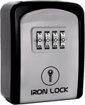 Iron Lock Wall Mount Key Lock Box with 4-Digit Combination - Secure