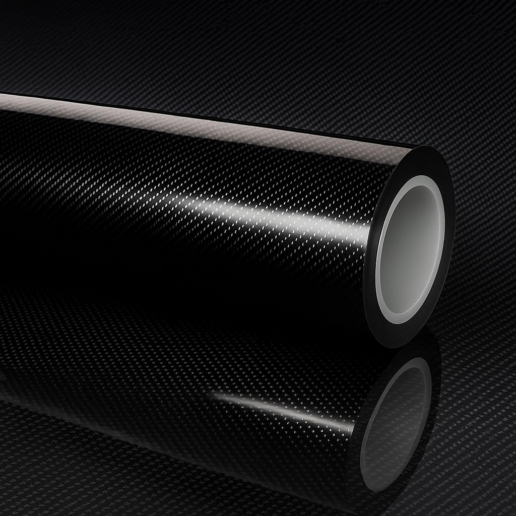 RockRose 7D Super Glossy Black Carbon Fiber Vinyl Wrap for Cars