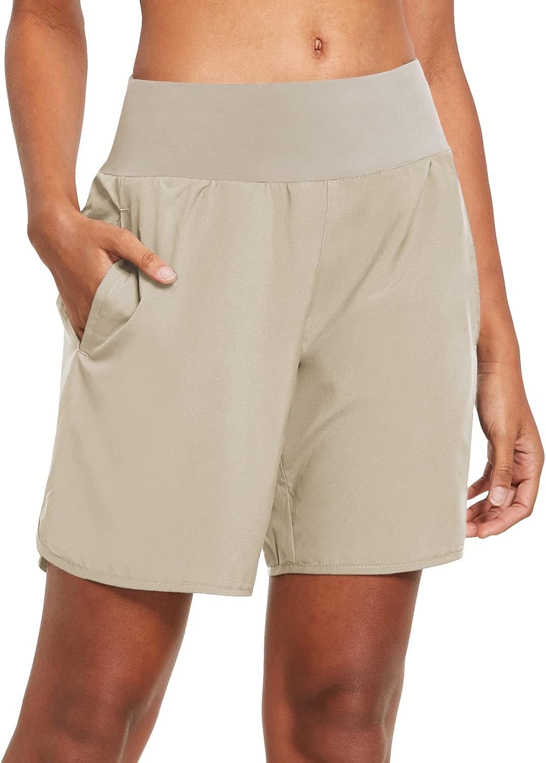 Baleaf Womens' 7 Inch Long Running Athletic Shorts with Liner