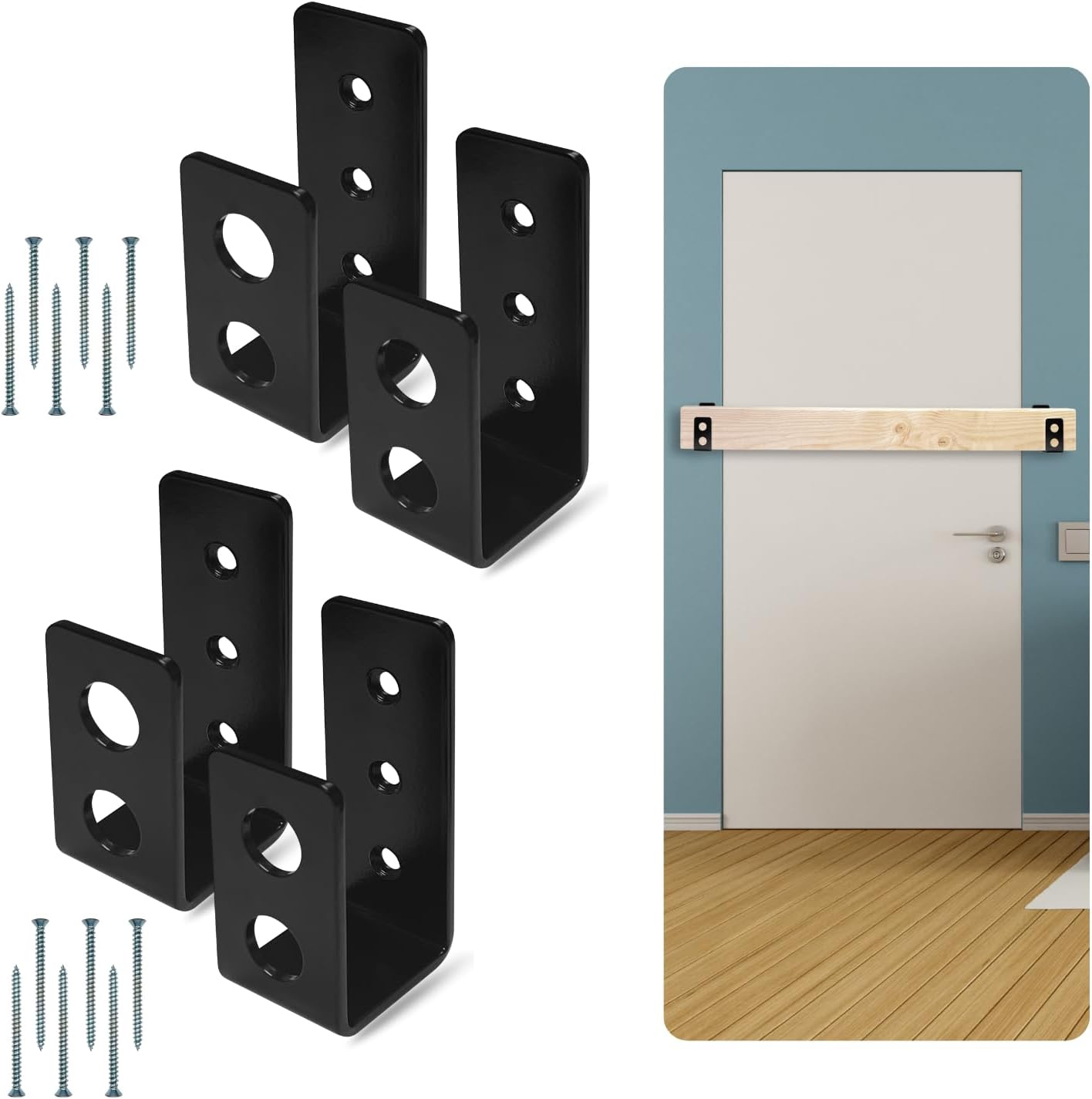 SecurityMan Heavy Duty 2x4 Door Barricade Brackets for Safety