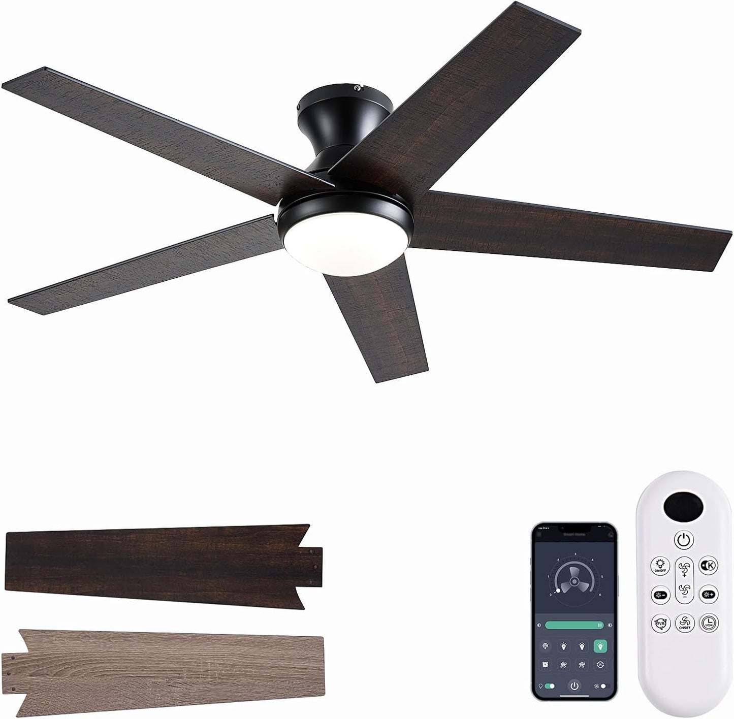 48 inch Low Profile Ceiling Fan with Lights and Remote Control