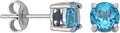 Sterling Silver Round Blue Topaz Birthstone Stud Earrings - Classic