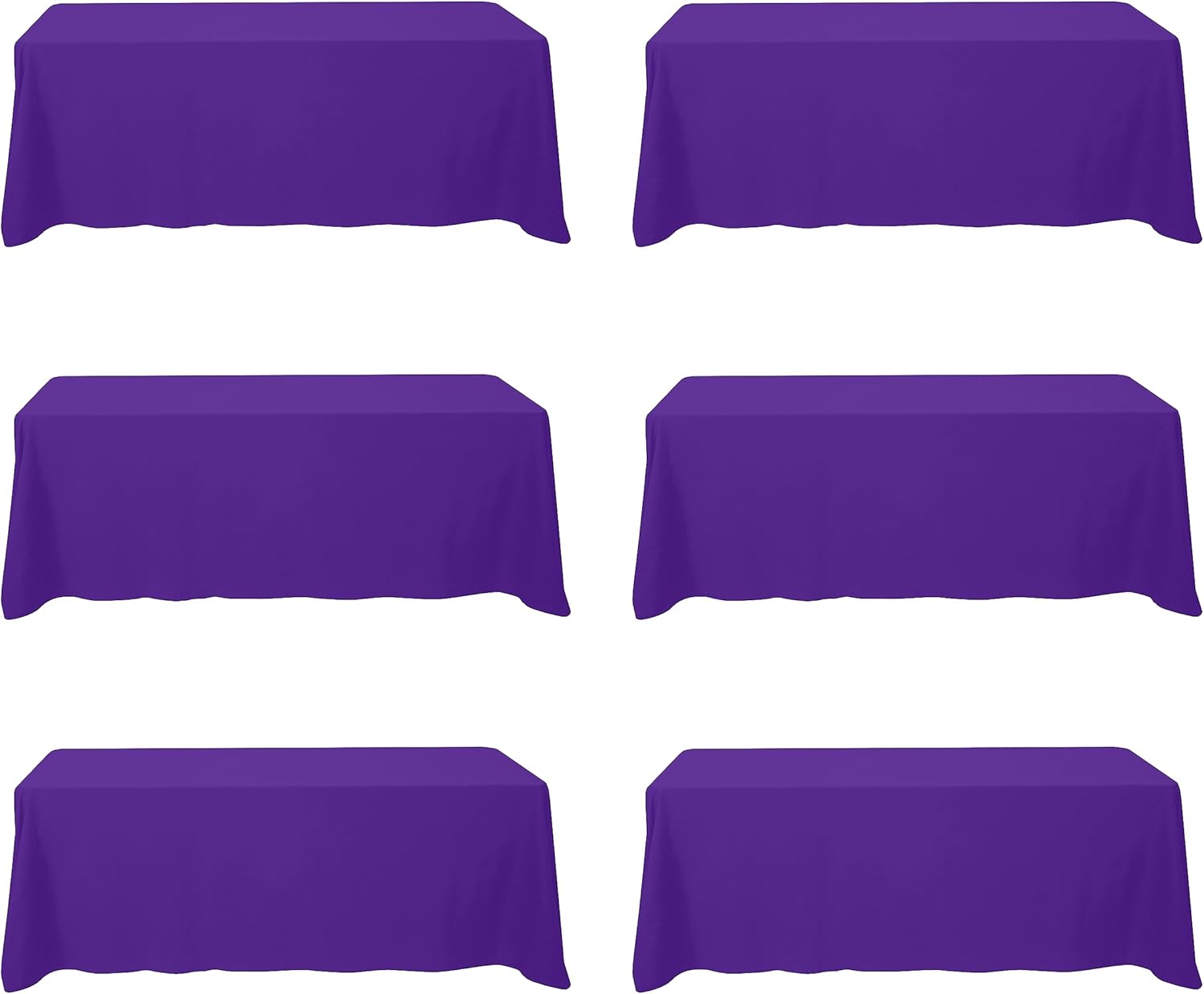 Premium 6 Pack Purple Tablecloths for 8 Foot Rectangle Tables