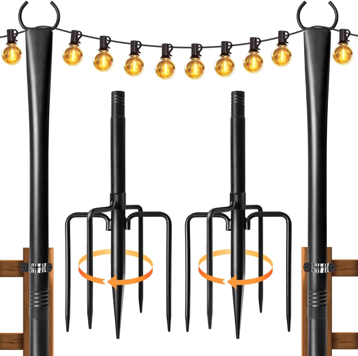 2 Pack String Light Poles for Outside - Perfect for Any Decor