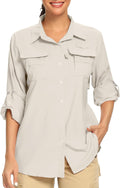 Women's UPF 50+ Sun Protection Safari Shirt - Lightweight Long Sleeve