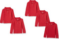 Girls Long-Sleeve Interlock Polo Shirts Multipack - School Ready