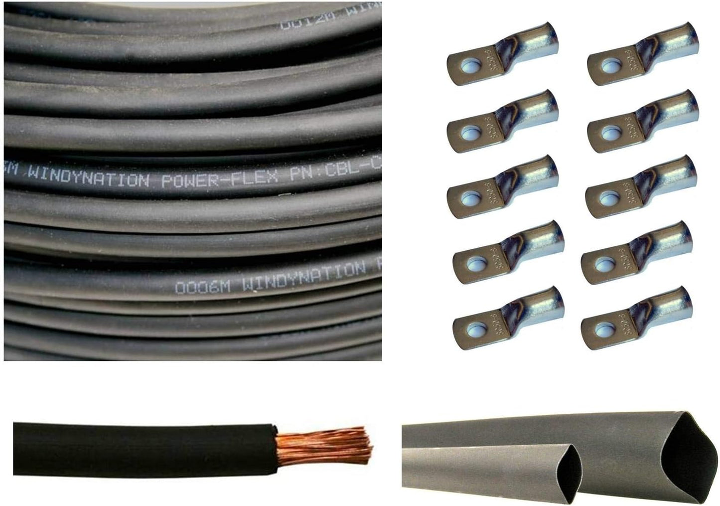 WNI 2 AWG 20 Feet Black Battery Welding Pure Copper Cable