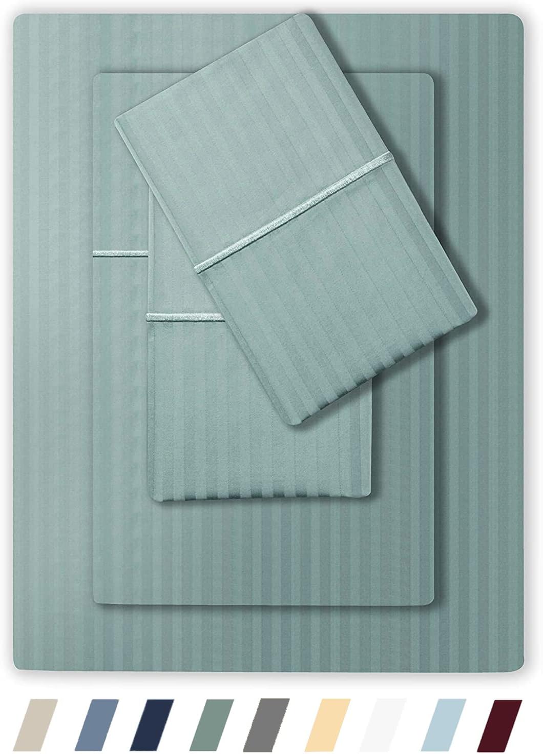 Luxury King Size Damask Bed Sheet Set - 100% Cotton Comfort