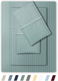 500 TC Queen Size Cotton Damask Sheet Set in Granite Green - 4 Piece