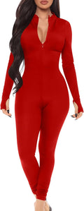 Mizoci Women's Sexy One Piece Jumpsuit Bodycon V Neck - Curve-Hugging