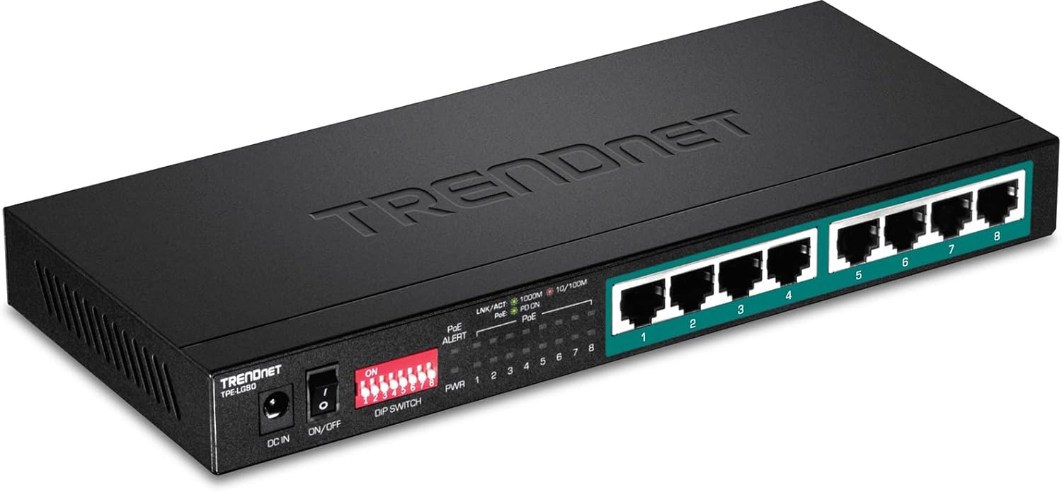 TRENDnet 8-Port Gigabit Long Range PoE+ Switch for Reliable Networking