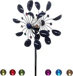 NUENUN Wind Spinner Outdoor Metal with Color Changing LED Light