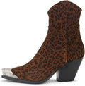 Cowgirl Ankle Boots Stacked Block Heel Cowboy Booties - Steel Toe 5