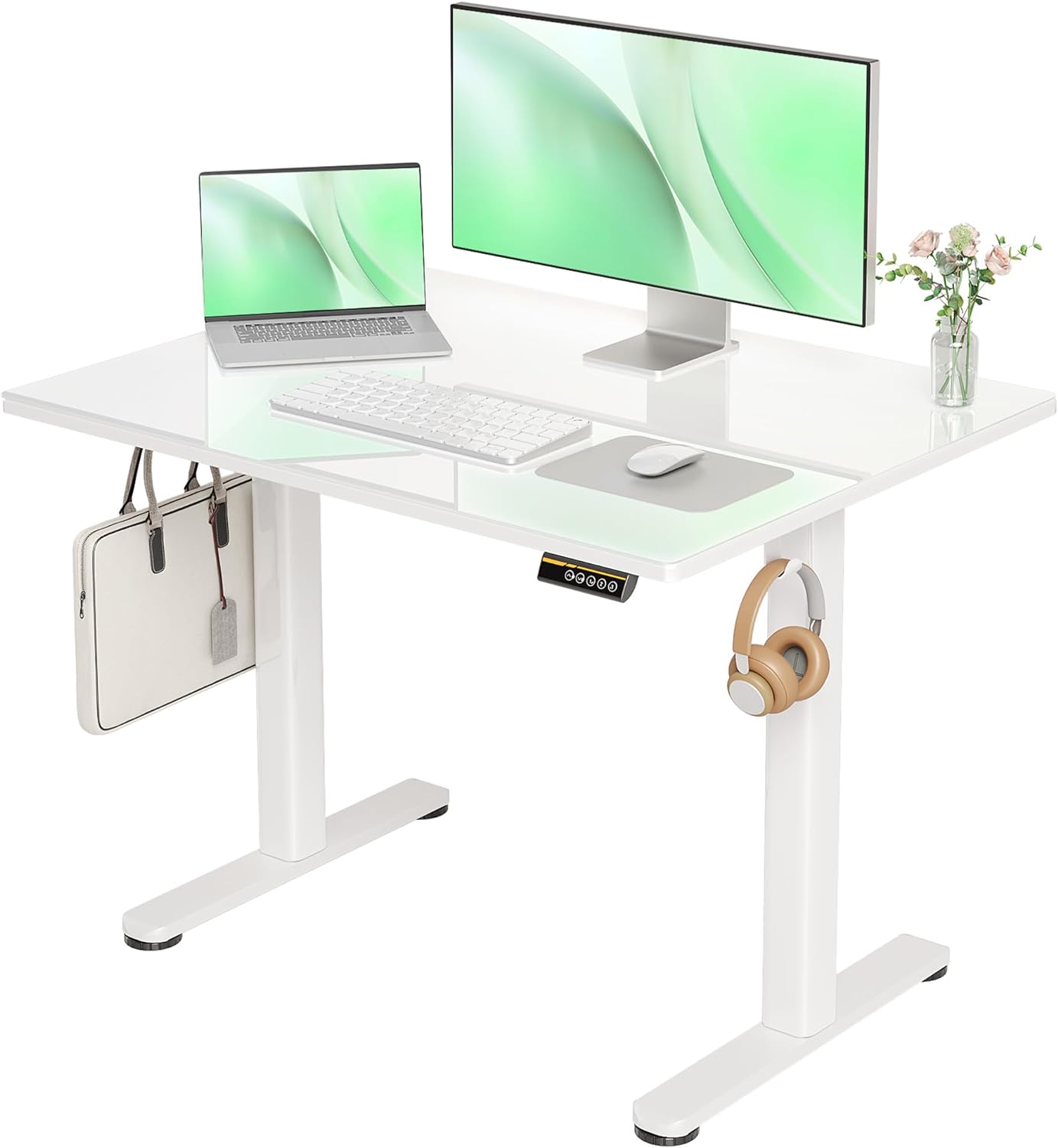 Claiks Glass Standing Desk with Electric Height Adjustment