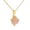 Natural Raw Rose Quartz Chain Pendant Necklace - Dainty Birthstone