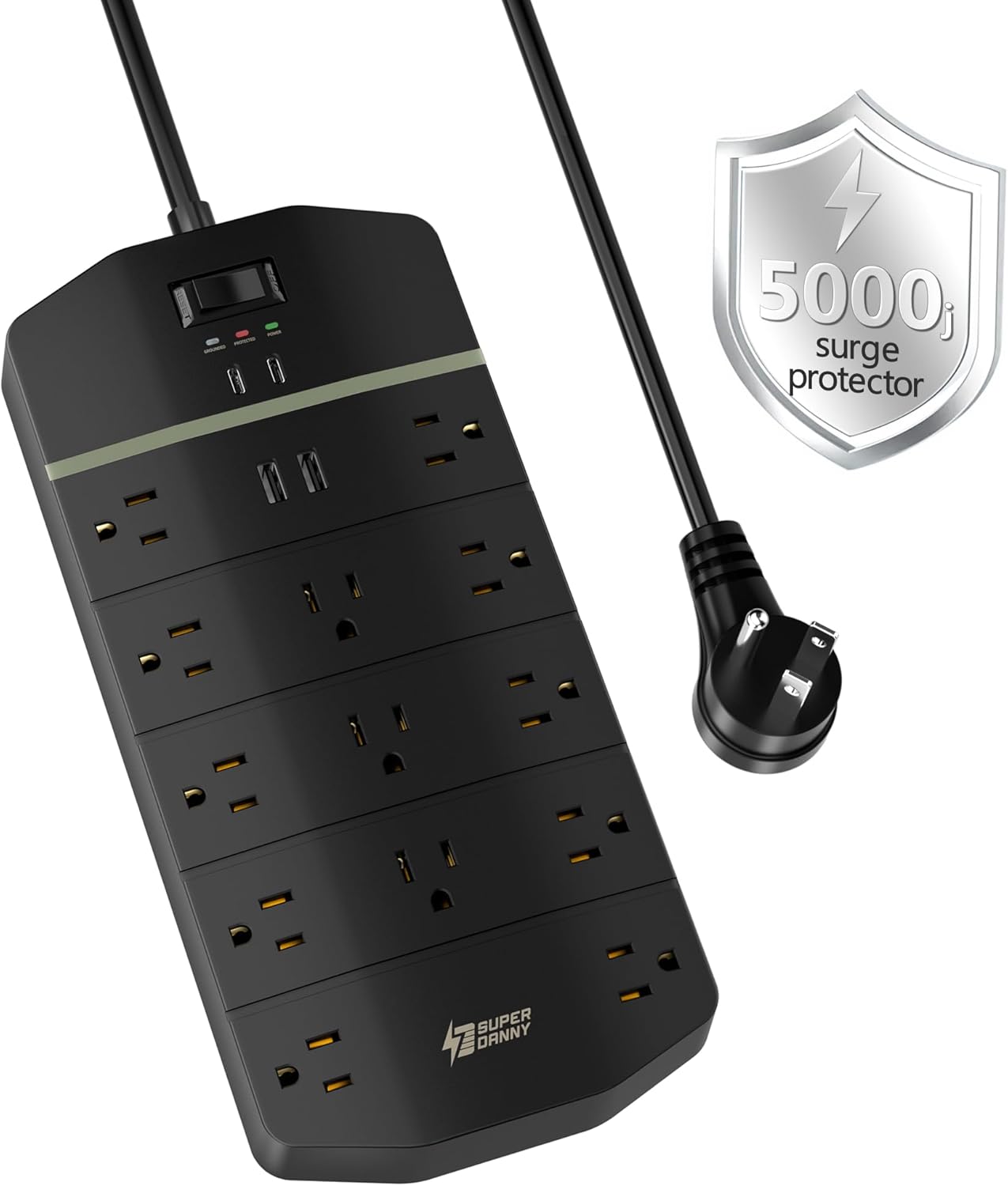 Power Strip with 13 Outlets and 4 Fast Charging Ports