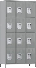 12 Doors Storage Locker with 12 Hooks - Double Tier Metal Locker
