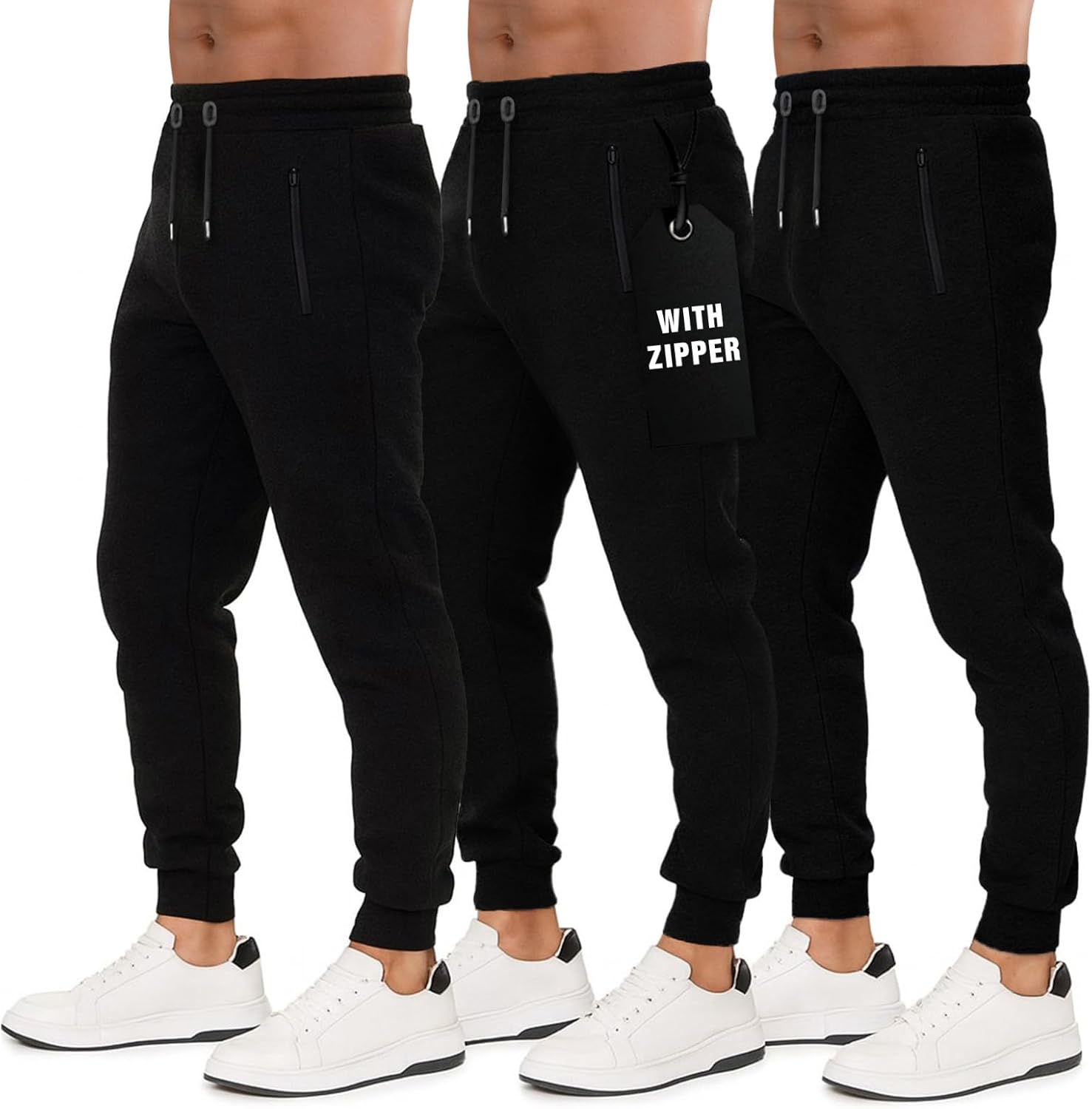 Active Fleece Joggers for Men - 3 Pack of Comfortable Sweatpants