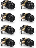 Black Interior Door Knob Privacy Lock - Matte Black Round Knob 8 Pack