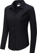 Women's Slim-Fit Button Down Shirt - Stretchy Cotton Work Blouse