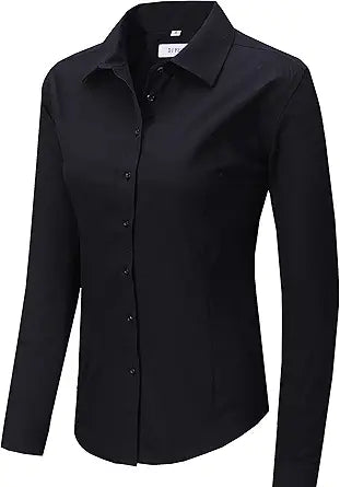 DIYUS Women's Slim-Fit Button Down Shirts for Work and Casual