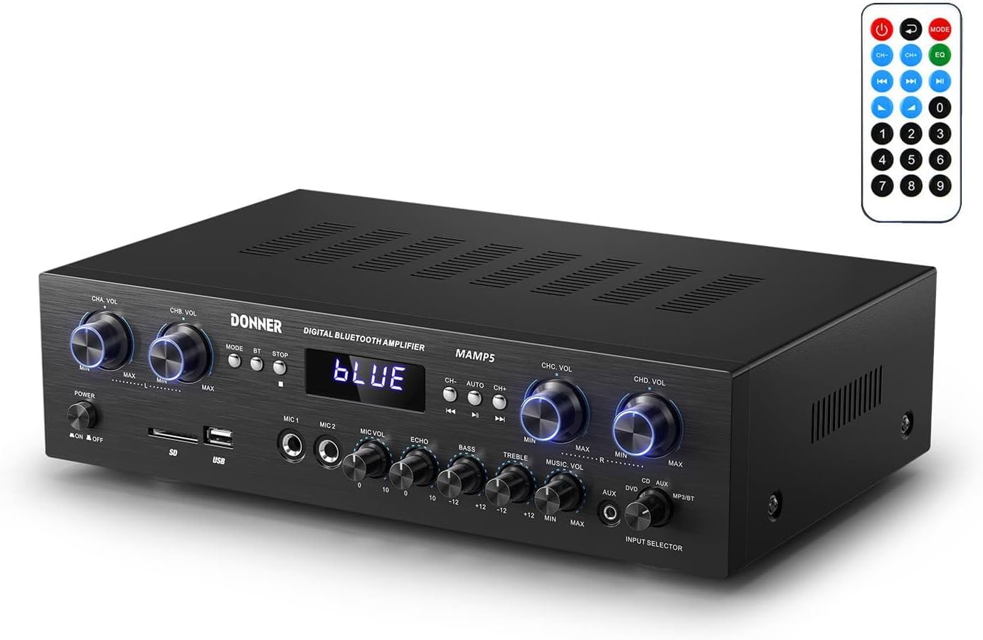 Donner Bluetooth 5.0 Stereo Audio Amplifier Receiver for Home