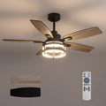 46 Inch Ceiling Fans with Lights and Remote Control - Rustic Black Fan