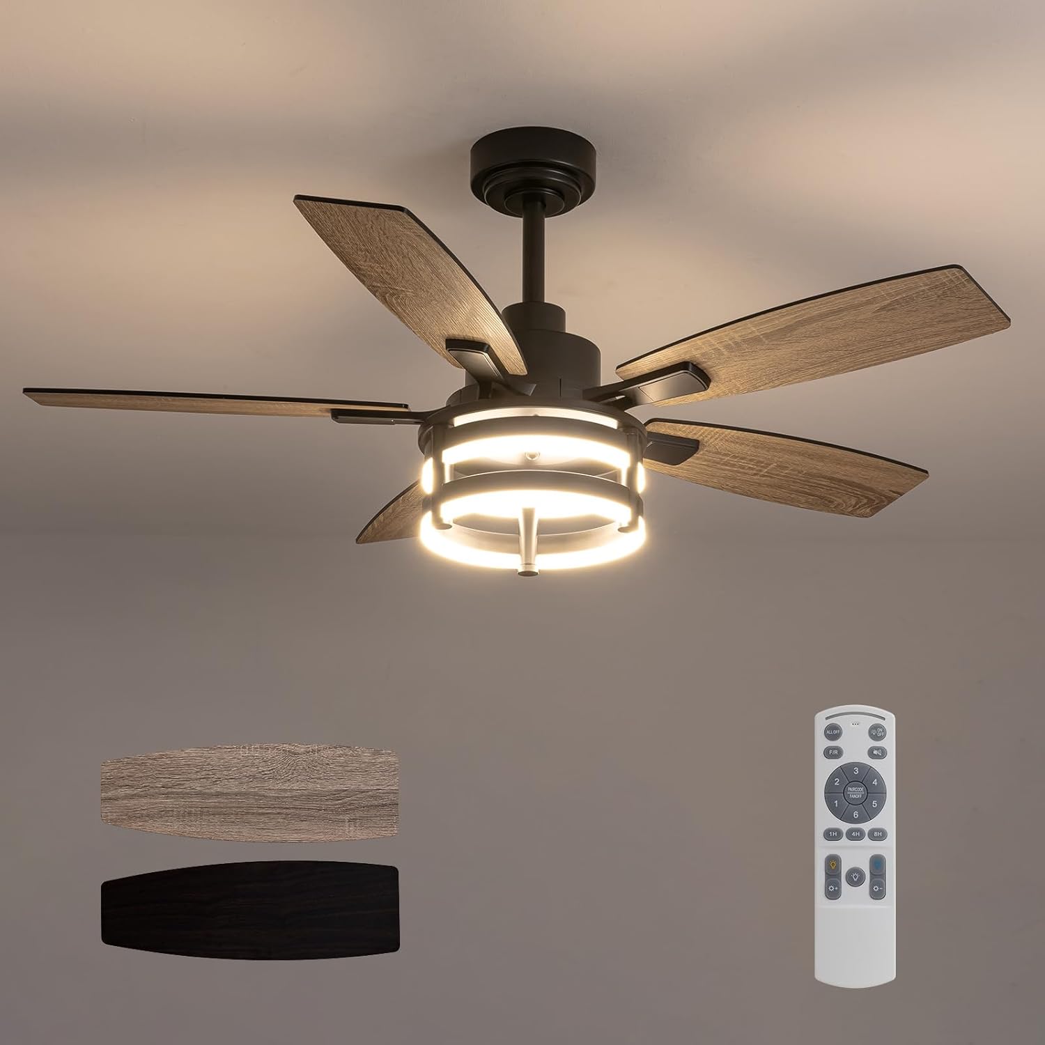 46 Inch Ceiling Fan with Lights and Remote Control for Home
