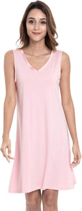 Womens Bamboo Viscose Nightgown S-4XP - Lightweight Sleeveless V Neck