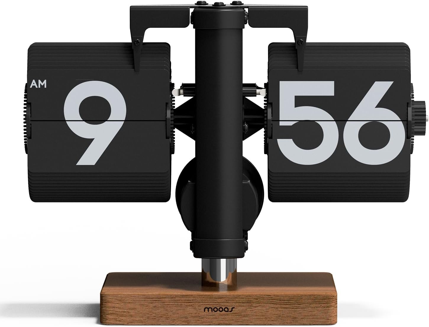 Mooas Classic Modern Wood Mini Flip Desk Clock for Home Office