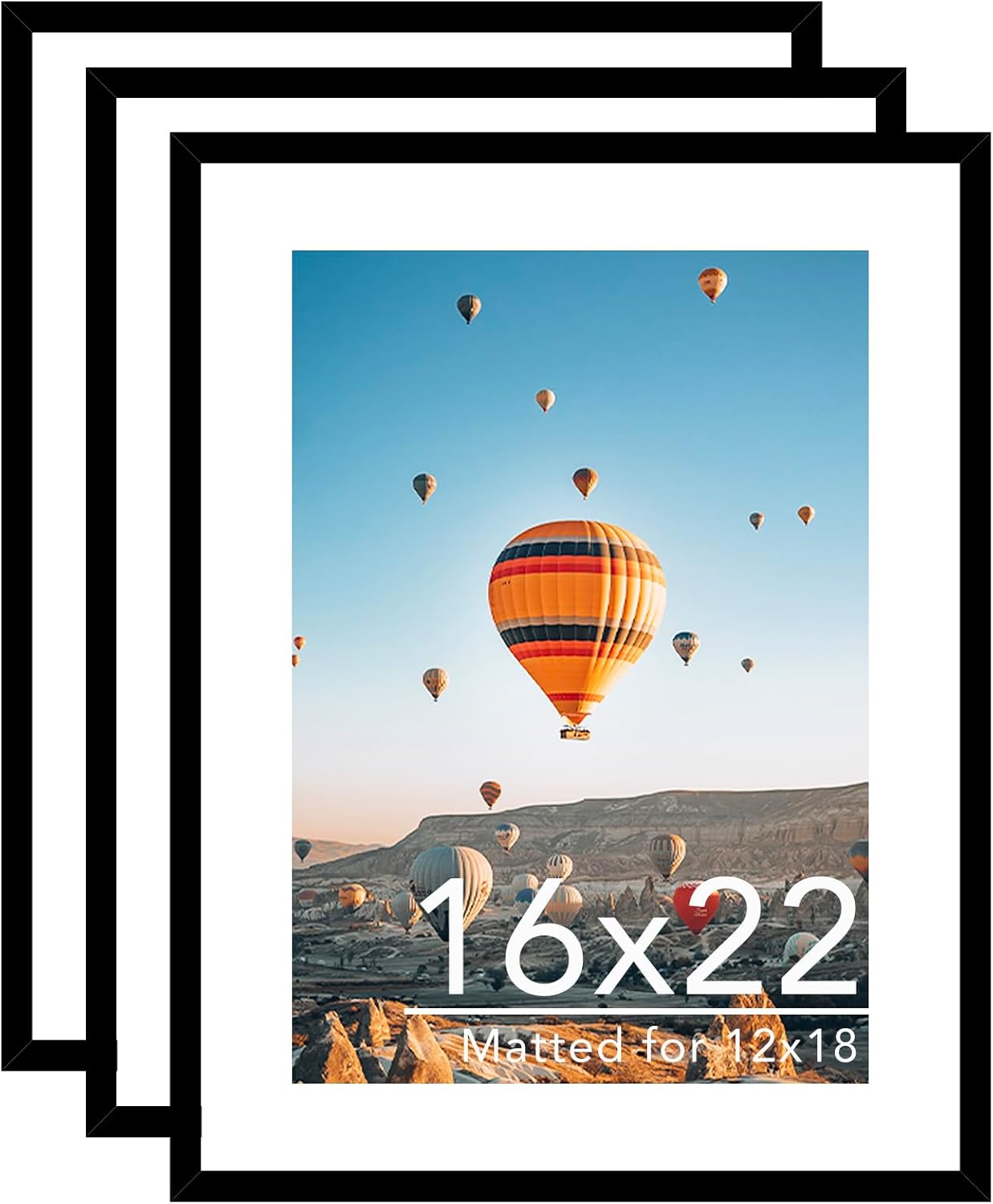 16x22 Picture Frame Set of 3 for 12x18 Photos and Art