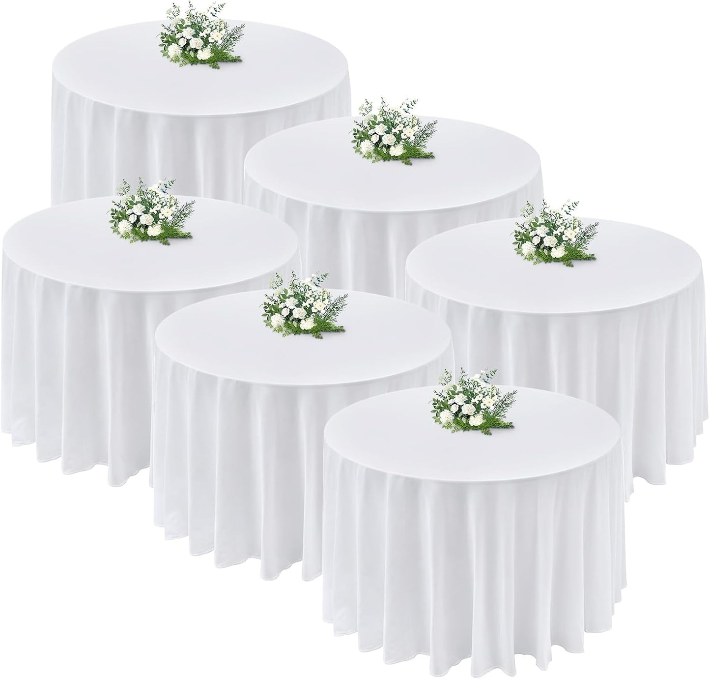 6 Pack 120 Inch Round Polyester Tablecloth for Elegant Events