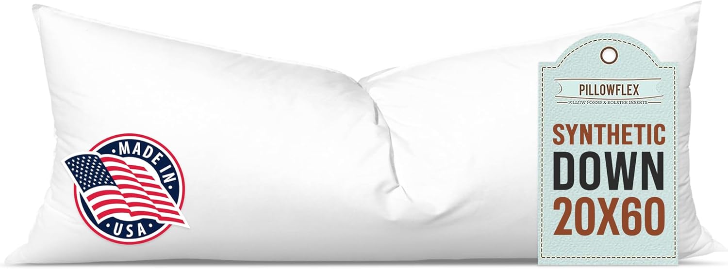 Pillowflex Synthetic Down Pillow Insert - Ultra Soft 20x60 Body Pillow