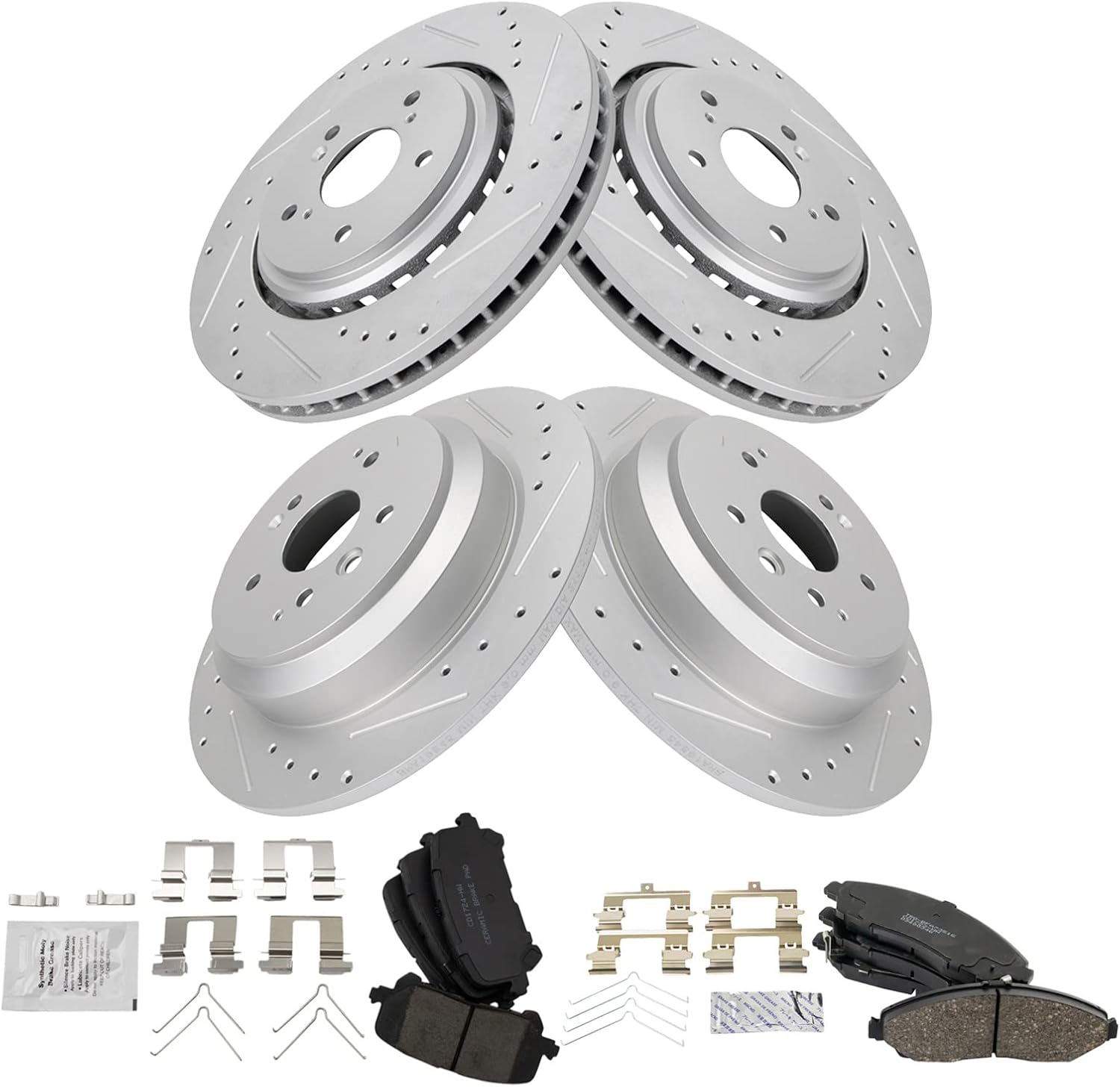 TRQ Front and Rear Performance Brake Pad & Rotor Kit for Acura MDX