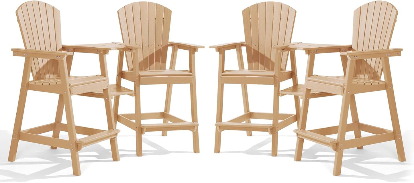 PASAMIC Tall Adirondack Chair Set with Removable Trays for Comfort