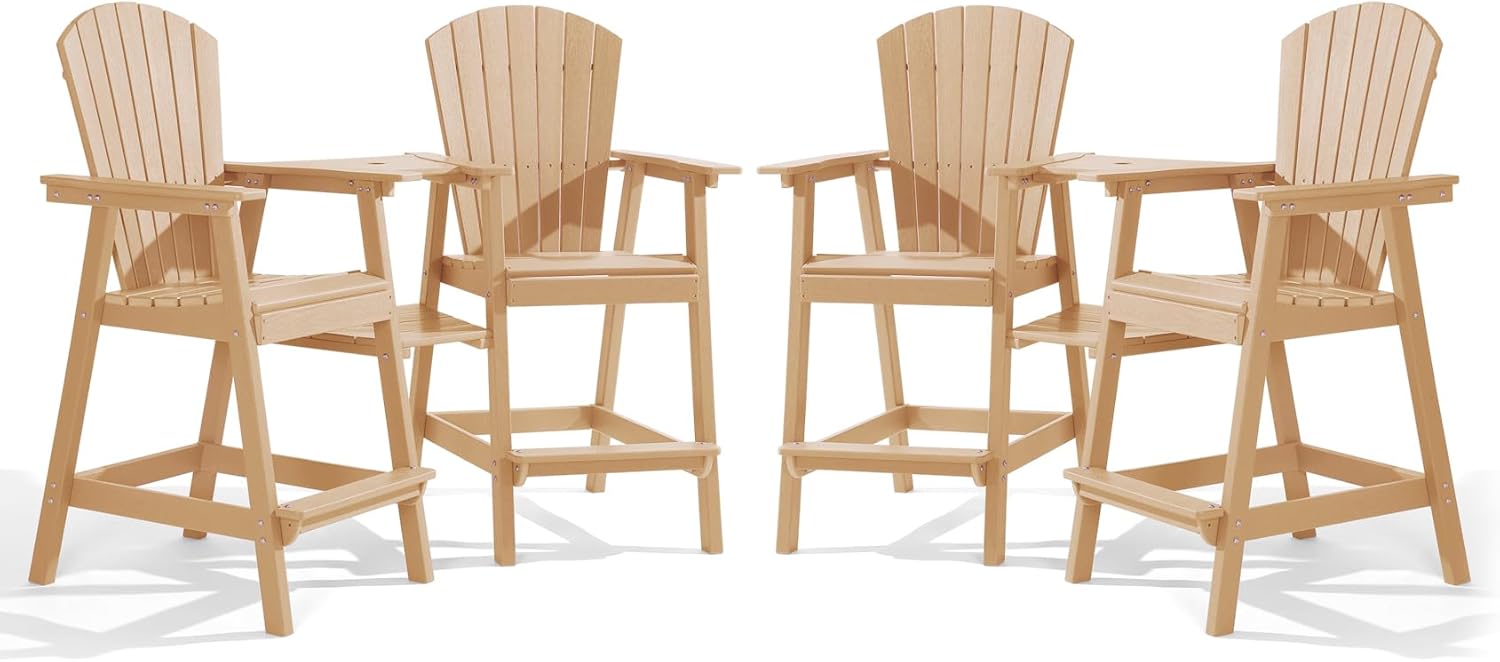 PASAMIC Tall Adirondack Chair Set with Removable Trays for Comfort