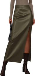 Womens Faux Leather High Waisted Maxi Pencil Skirt - Sleek Fall Staple