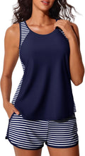 Tankini Swimsuit for Women Two Piece with Sporty Pockets - Tummy