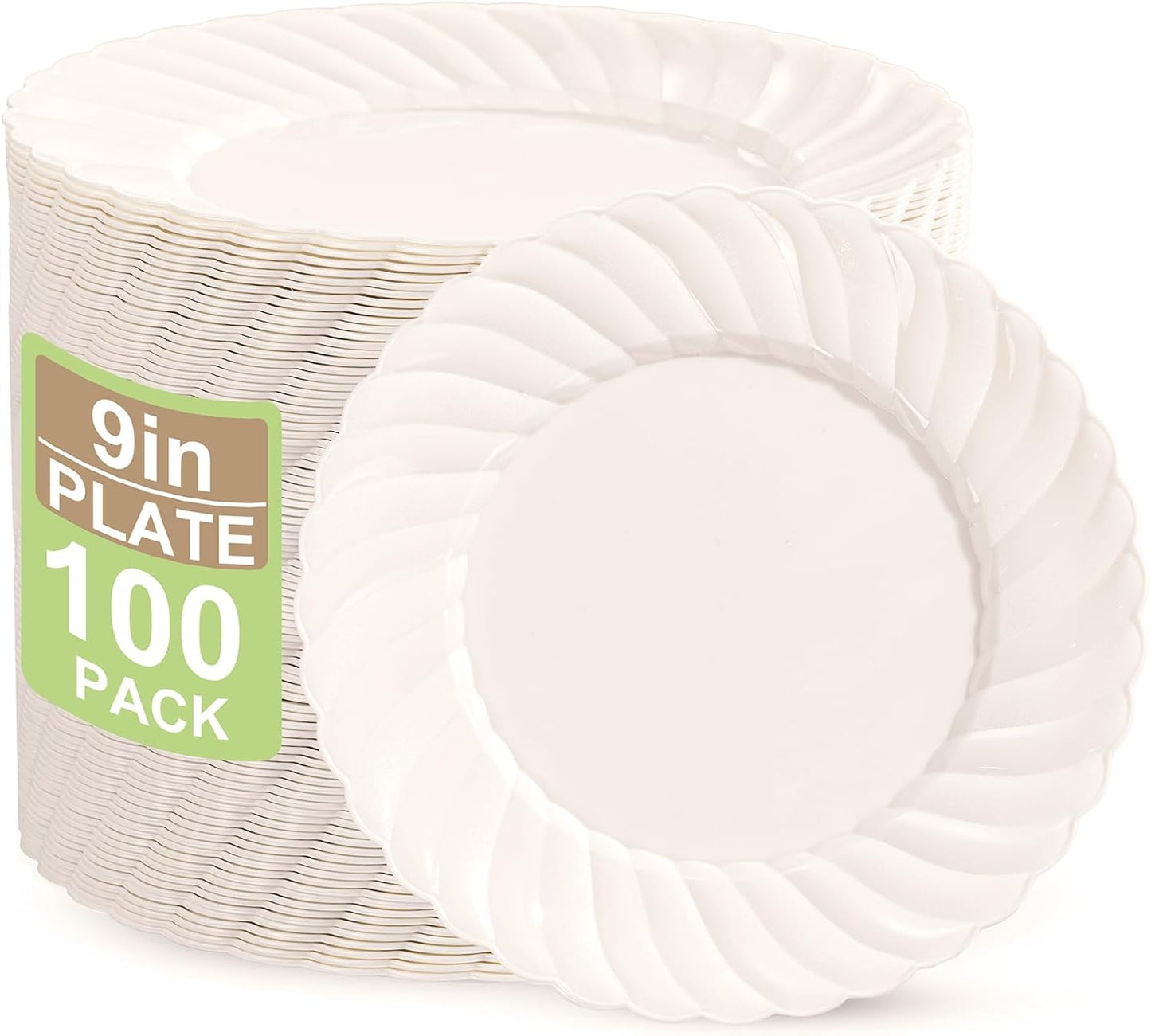 Elegant 9 Inch Ivory Plastic Plates for Parties and Events